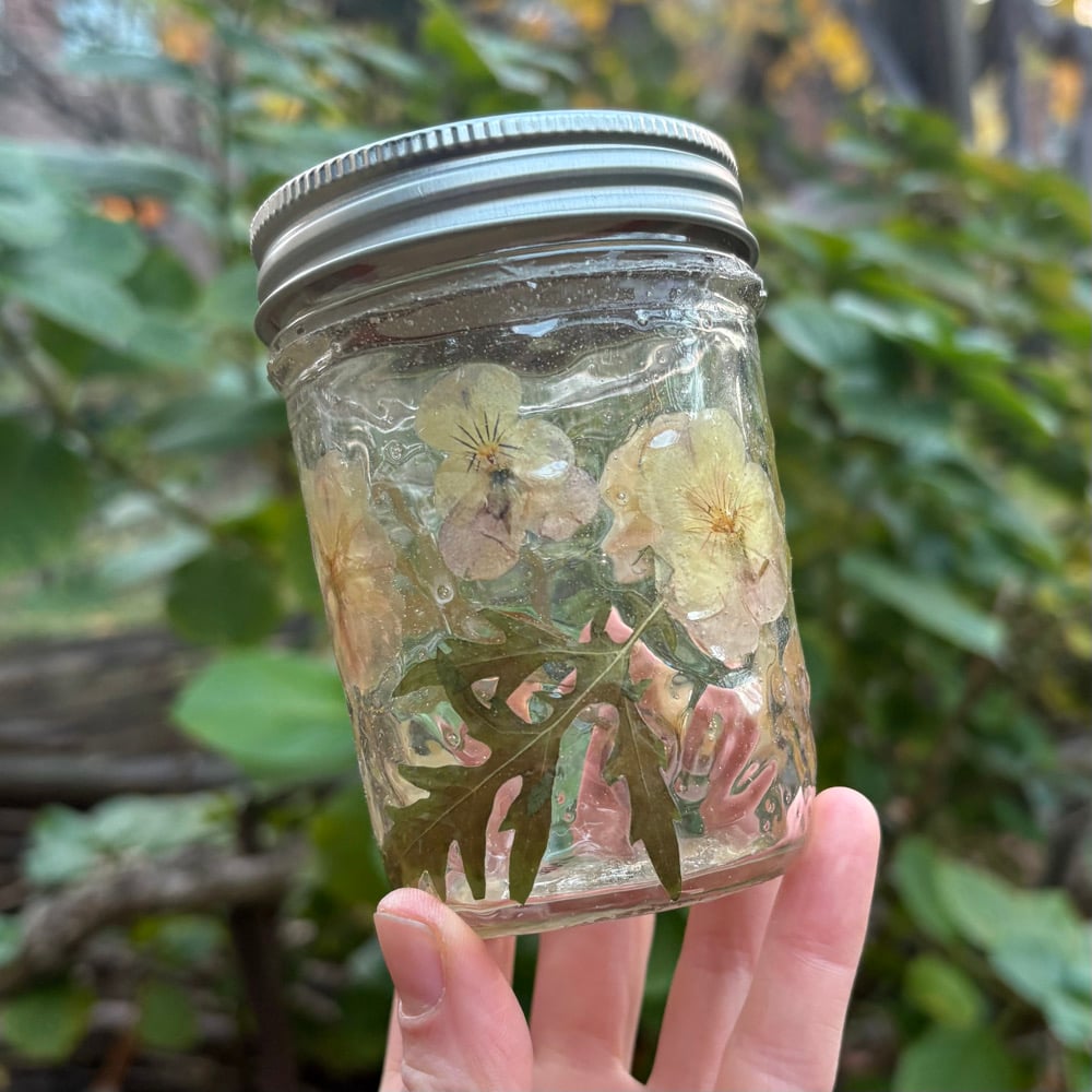 Image of floral 8oz pansy jar