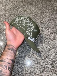 Image 4 of OLIVE GREEN ANGELIC FLAME NY CUSTOM FITTED CAP