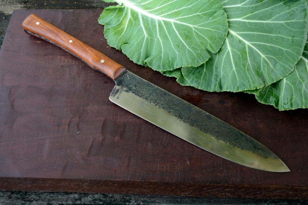 Chef's Knife Handforged High Carbon Steel 26C3 Water Quenched Brut