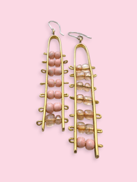 Image 1 of Abacus earrings- long asymmetric pinkies