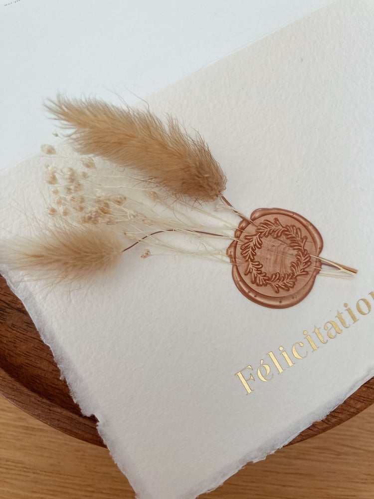 Image of Carte FELICITATIONS avec Fleurs séchées & enveloppe