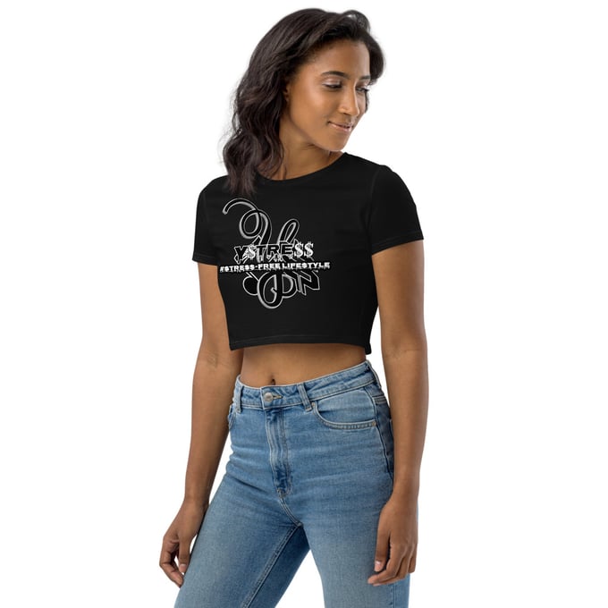Image of YSDB Exclusive Women's White and Black Organic Crop Top