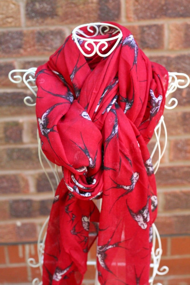 Image of Red Swallow Scarf