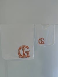 Image 1 of Animal Initial Blanket and Bib Set