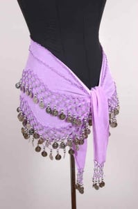 Image of Lavender with Silver Coins Belly Dance Hip Scarf