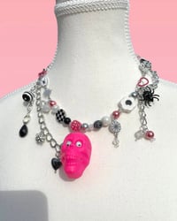 Image 2 of HOT PINK SKULL NECKLACE