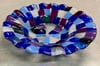 Fluted Bowl with Squares in blue