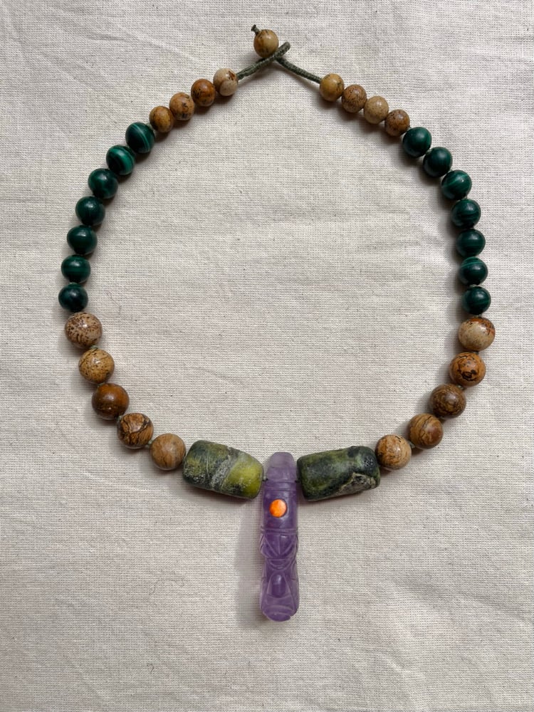 Image of Macrame necklace with mix stones 