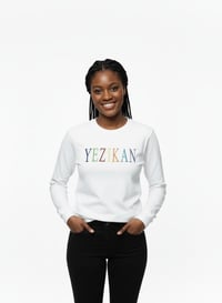 Image 2 of Yezikan Marbled Embroidered Logo White Long Sleeve T-Shirt