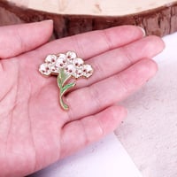 Image 4 of Skull Bouquet Enamel Pin Pink Trippy Skeleton Lapel Pin Creepy Gift Jewelry