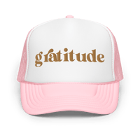 Image 1 of Gratitude Trucker(Dark Tan on Black-Pink/White-Blk/White)
