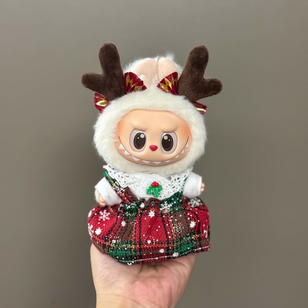 Image of Labubu  Doll Christmas Outfit - Festive Holiday Costume Set, Cute Plush Santa Dress with Accessories