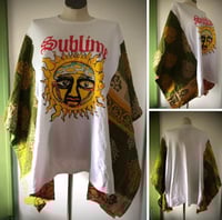 Image 1 of Upcycled “Sublime” t-shirt kantha quilt poncho 