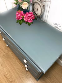 Image 3 of Pine Blue CHEST OF DRAWERS in French Shabby Chic style.