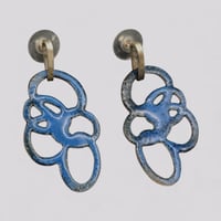 Image 1 of Sterling Silver and Bright Blue Enamel Quay Chain Earrings