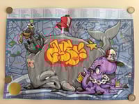 Limited Blowhole Blaster Painted on Bristol Map 42cm by 30cm Cheo Character Signed 