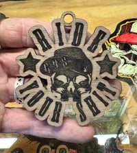 Image 2 of Skull & Stars laser engraved wooden ornament 