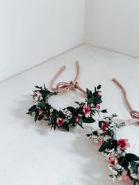 Image 1 of eucalyptus & pink wildflowers halo