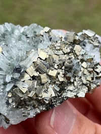 Image 10 of Cubic Pyrite & Fine Quartz Points Cluster Bulgaria Specimen #2613