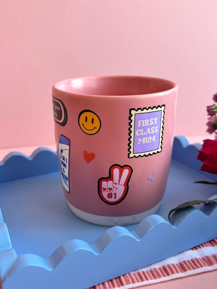 Image of amazing mum sticker mug 