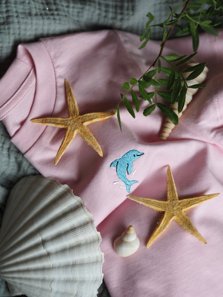 Image of  Summer Sprinkle Tee, Dolphin - Cotton Pink