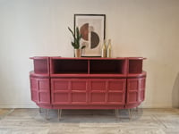 Image 1 of Large Mid Century Luxury Sideboard Nathan | Curved Teak Sideboard Eating Room Red