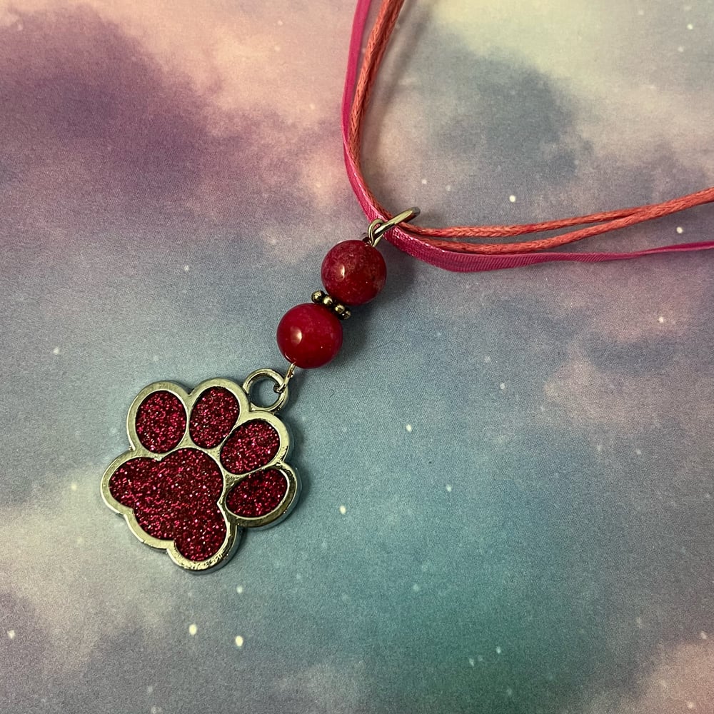 Image of Glitter Paw Print Necklace