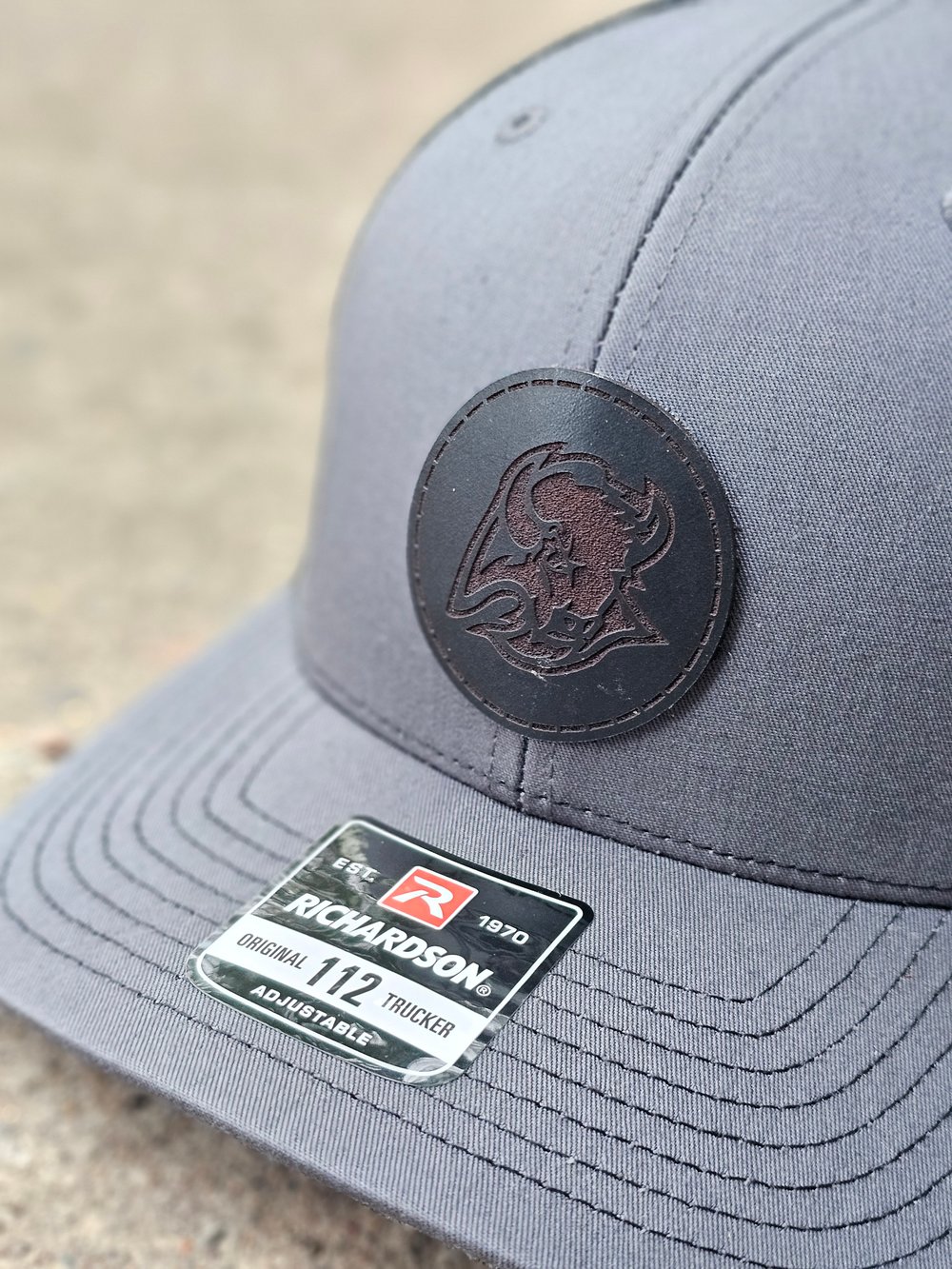 Bison Round Leather Patch Hat R112