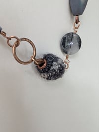 Image 2 of Snowflake Obsidian Semi Precious Stone & Handspun Bead Statement Necklace