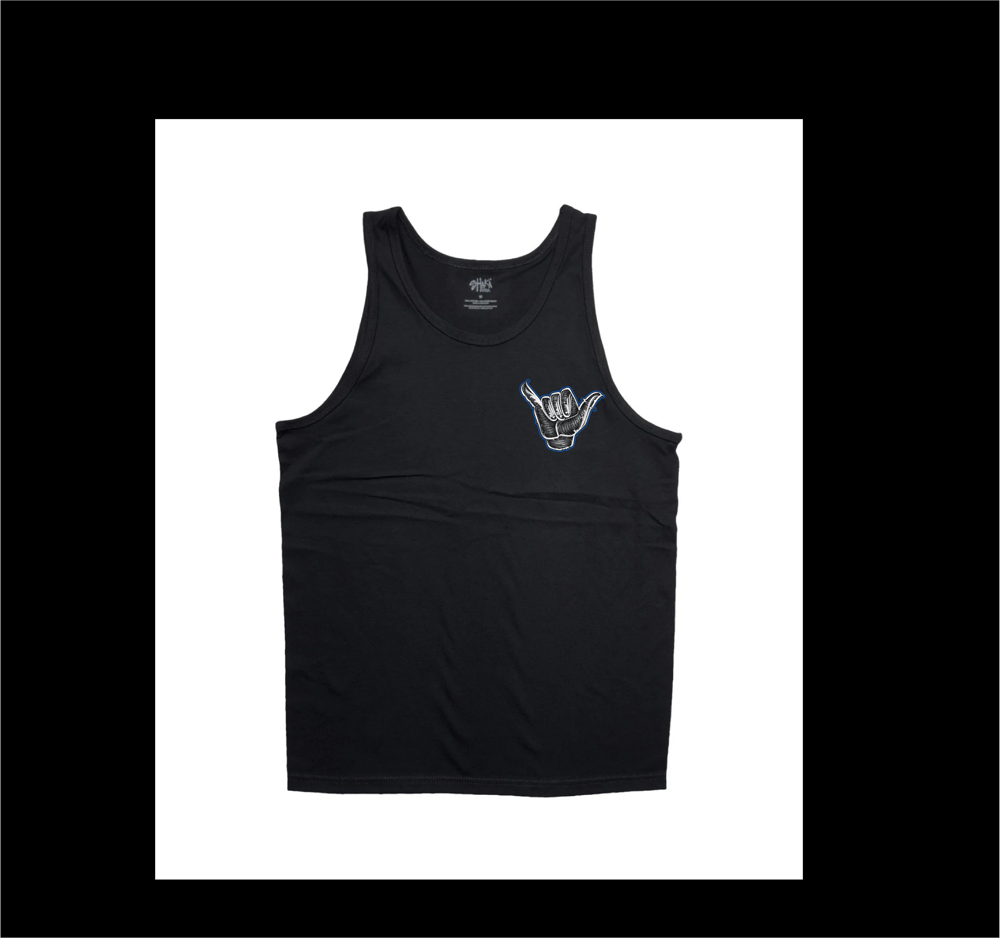 Image of Calligrafitti  Shaka Tank Top outlined Blue 