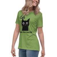 Image 8 of Women's Relaxed T-Shirt, Cats Rule the World T-Shirt | Cute Black Cat Funny Graphic Tee