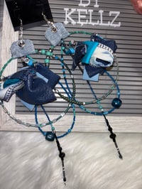 Image 2 of Eclipse Demin BlueCharm LARGE HOOPS 