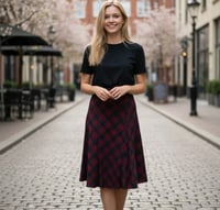 Image 12 of Seda Fashion Wool Midi Skirt by Catherina Hepfer Red & Grey Checked UK 10/12