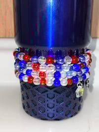 Image 2 of Fourth of July Memorial Day Patrotic Red White and Blue Tumbler Bracelet Stack