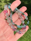Rainbow Fluorite and Apatite Gemstone Bracelet Stack, Fluorite Stretch Bracelet 6 3/4inch Stack