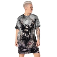 Image 1 of Goth Inspired Dark Flowers and Fairy T-shirt dress