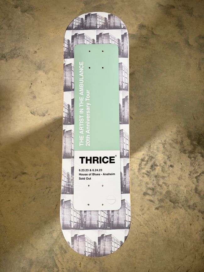 Thrice skateboard - Artist in the Ambulance 20th anniversary tour House of Blues 