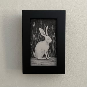 Rabbit And Wheat Ink And Watercolor Print
