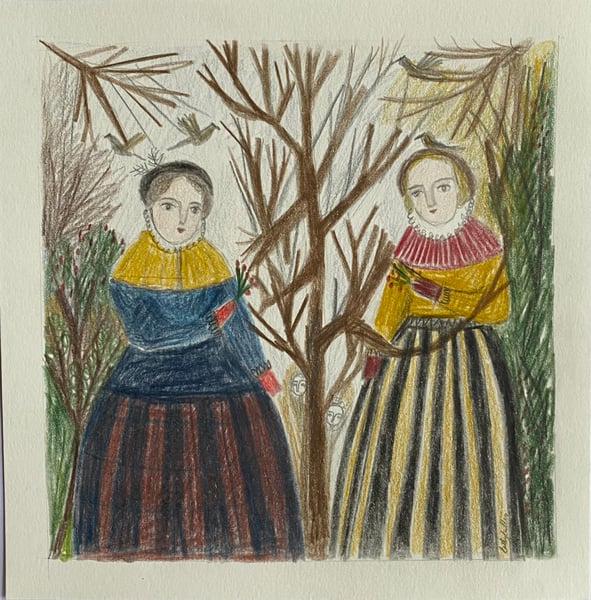 Image of Song of red berries - original drawing 