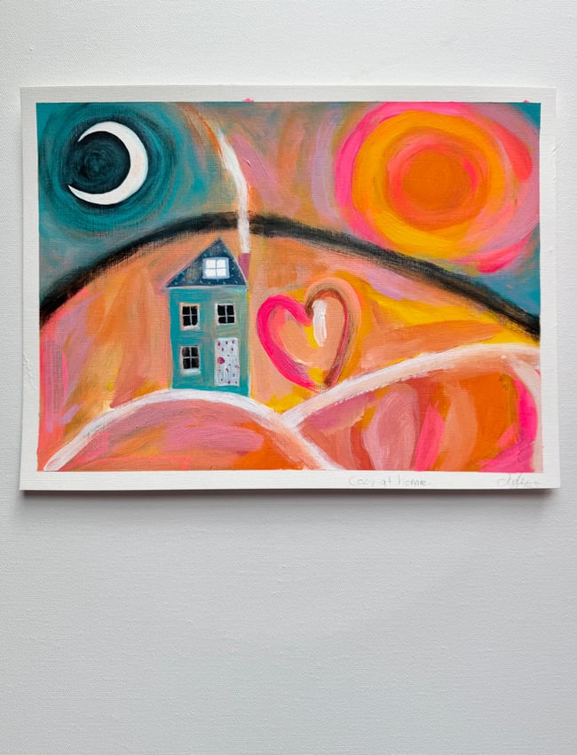 Cozy at home. Painting on paper.