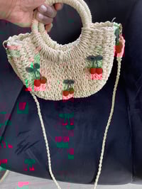 Image 2 of Cherry wicker handbag 