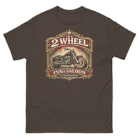 Image 4 of  Two Wheels Saloon Unisex T-Shirt | Biker Bar Graphic Tee | Motorcycle Rider Western Shirt