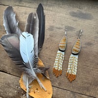 Image 1 of Crazy Lace Agate Beaded Fringe Earrings