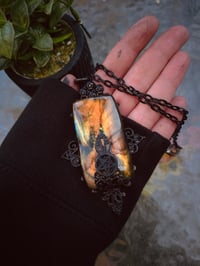 Image 1 of Fire flash labradorite cross necklace 