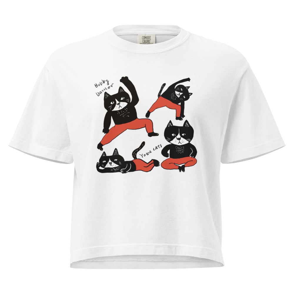 Image of Women’s heavyweight boxy tee Yoga cat