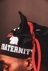 Image 5 of Kollage Tie String Beanie (Black)