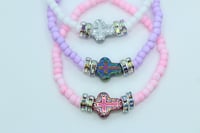 Image 2 of Cross Glass Bead Stretch Bracelets 