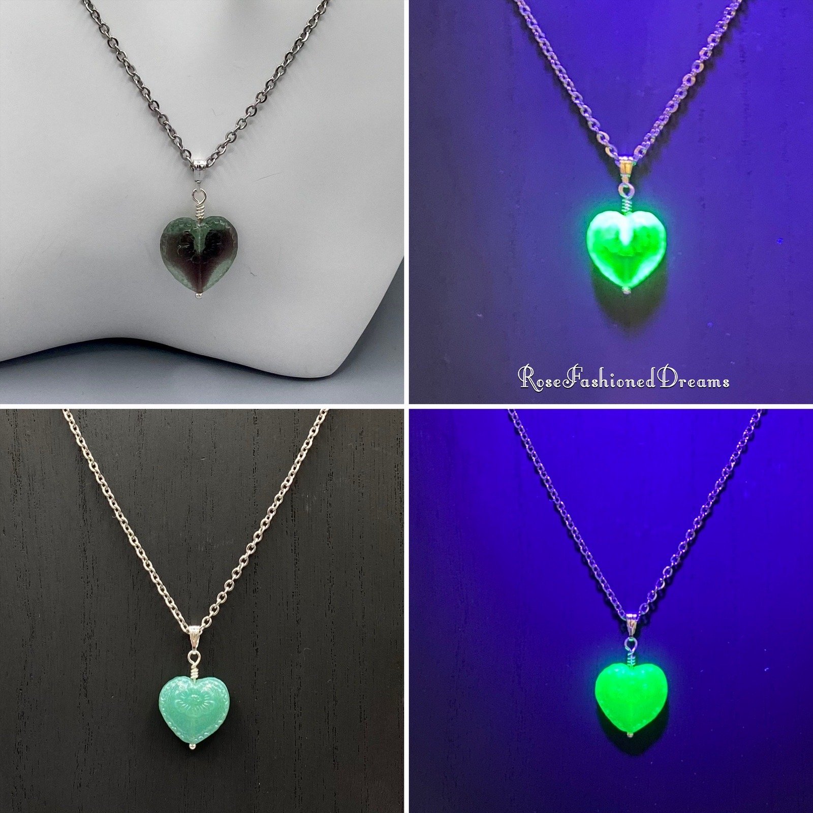 Salve 'Aurora' Anti-Tarnish Emerald Green Heart Pendant Necklace