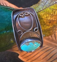 Image 6 of vintage agate and turquoise modern cuff 
