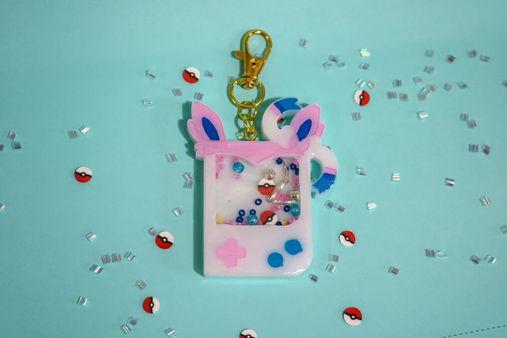 Image of Pink Poke Custom Resin Shaker Keychain